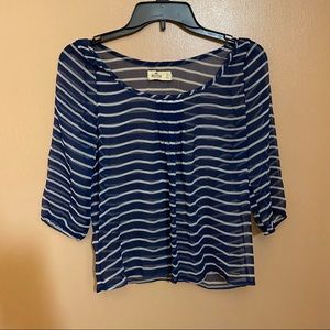 Hollister Sheer Stripes Blue Blouse